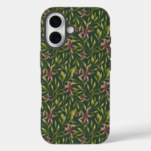Coques iPhone 16 Motif élégant de fleurs roses sur fond sombre
