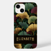 Coques Case-Mate iPhone Motif élégant de Ginkgo Monogramme de nom Tons de (Verso)