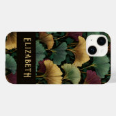 Coques Case-Mate iPhone Motif élégant de Ginkgo Monogramme de nom Tons de (Verso (horizontal))