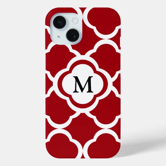 Coques Case-Mate iPhone Motif élégant de monogramme bordeaux (Verso)