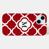 Coques Case-Mate iPhone Motif élégant de monogramme bordeaux (Verso (horizontal))