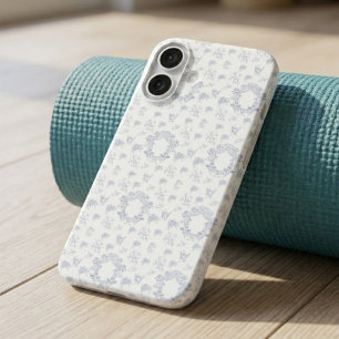 Coques iPhone 16 Motif élégant de toile bleue vintage
