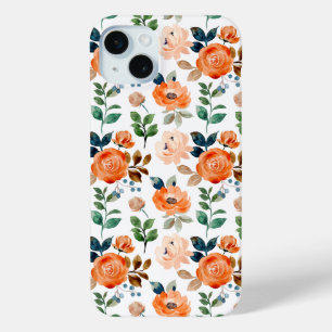 Coque iPhone 15 Mini Motif élégant et sans couture de fleurs à l'aquare
