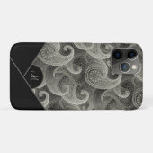 Coques Case-Mate iPhone Motif élégant Gris Paisley avec Monogramme (Dos (Horizontal))