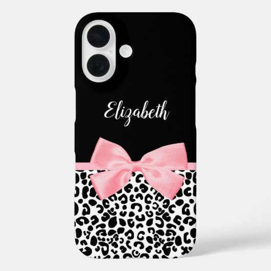 Coques Case-Mate iPhone Motif Empreinte de léopard noir blanc rose pâle (Verso)