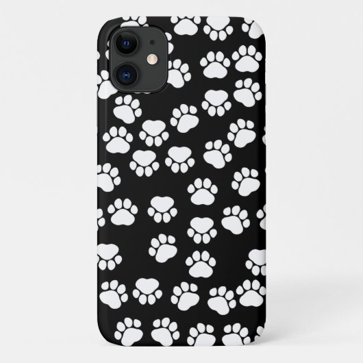 Coques Case-Mate iPhone Motif, Empreintes de pattes, pattes de chien, noir (Dos)