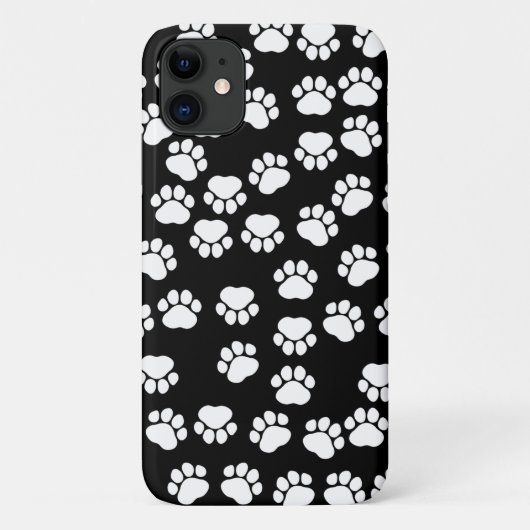 Coques Case-Mate iPhone Motif, Empreintes de pattes, pattes de chien, noir (Dos)
