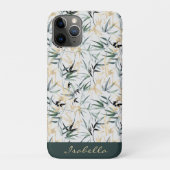 Coques Case-Mate iPhone Motif en bambou japonais Aquarelle Vert or (Dos)