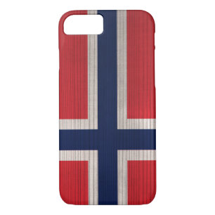 Coque iPhone 8/7 Motif en bois avec drapeau norvégien gravé