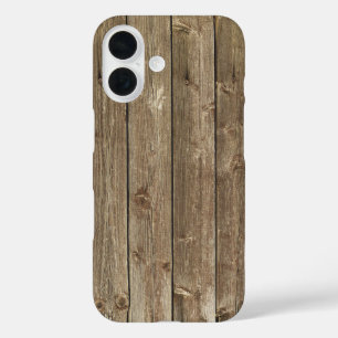 Coques iPhone 16 Motif en bois Brown Zen élégant