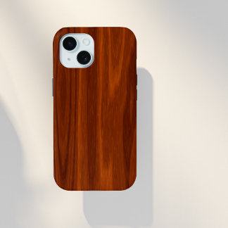 Coque Pour iPhone 15 Motif en bois d'acajou