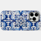 Coques Case-Mate iPhone Motif en carreaux vernis bleu portugais Azulejo (Verso (horizontal))