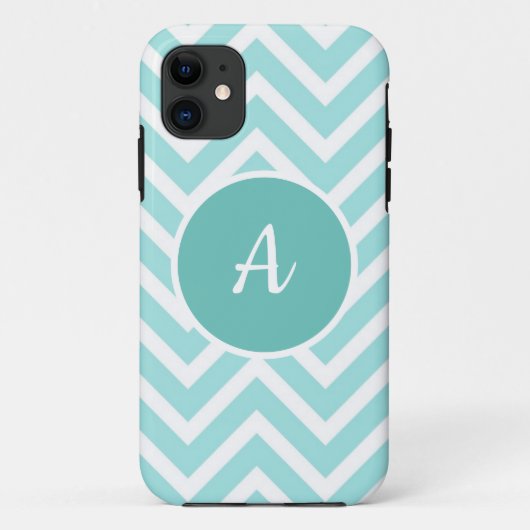 Coques Case-Mate iPhone Motif en chevron bleu et blanc (Dos)