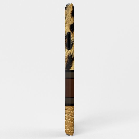 Coques Case-Mate iPhone Motif en cuir d'or Faux Leopard personnalisé (Dos/Droite)