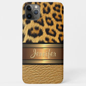 Coques Case-Mate iPhone Motif en cuir d'or Faux Leopard personnalisé (Dos)