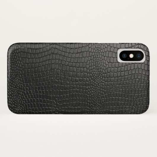 Coques Case-Mate iPhone Motif en cuir noir Faux Snakeskin (Dos (Horizontal))