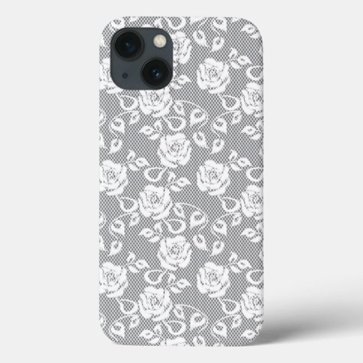 Coques Case-Mate iPhone Motif en dentelle blanche sur arrière - plan gris (Verso)