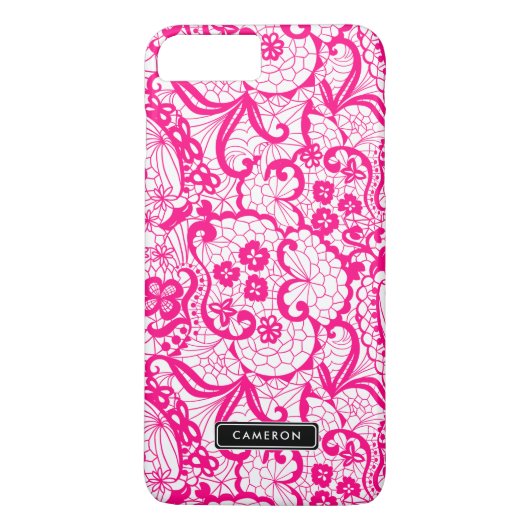 Coques Case-Mate iPhone Motif en dentelle rose chaud Personnalisé iPhone 8 (Dos)