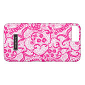 Coques Case-Mate iPhone Motif en dentelle rose chaud Personnalisé iPhone 8 (Dos (Horizontal))
