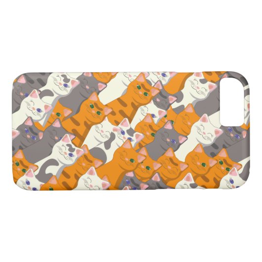 Coques Case-Mate iPhone Motif en diagonale du chat noir blanc gingembre (Dos (Horizontal))