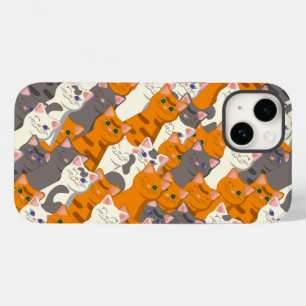 Coque Pour iPhone 14 Motif en diagonale du chat noir blanc gingembre