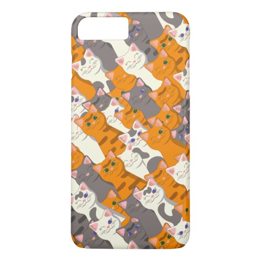 Coques Case-Mate iPhone Motif en diagonale du chat noir blanc gingembre (Dos)