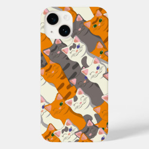 Coque Pour iPhone 14 Motif en diagonale du chat noir blanc gingembre