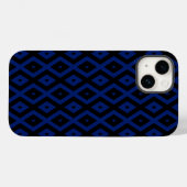 Coques Case-Mate iPhone Motif en diamant bleu et noir (Verso (horizontal))