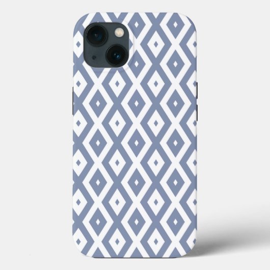 Coques Case-Mate iPhone Motif en diamant bleu gris et blanc Coque-Mate iPh (Verso)