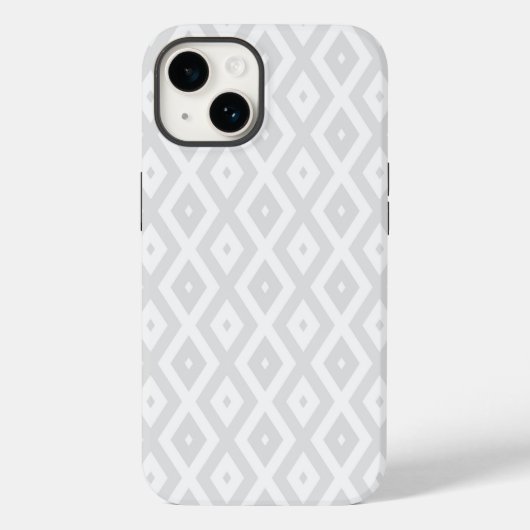 Coques Case-Mate iPhone Motif en diamant gris clair et blanc (Verso)