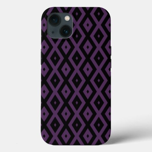 Coques Case-Mate iPhone Motif en diamant noir et violet foncé Coque-Mate i (Verso)