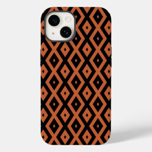 Coque Pour iPhone 14 Motif en diamant orange et noir