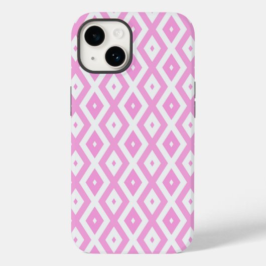 Coques Case-Mate iPhone Motif en diamant rose et blanc (Verso)