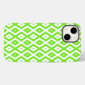 Coques Case-Mate iPhone Motif en diamant vert et blanc (Verso (horizontal))