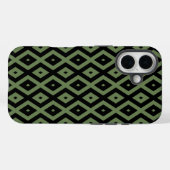 Coques Case-Mate iPhone Motif en diamant vert olive et noir (Verso (horizontal))