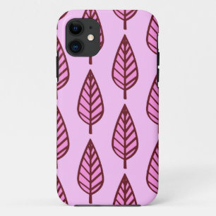 Coques Pour iPhone Motif en feuille de hêtre - rose et bordeaux