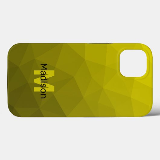 Coques Case-Mate iPhone Motif en maille géométrique gris foncé jaune (Verso (horizontal))