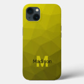 Coques Case-Mate iPhone Motif en maille géométrique gris foncé jaune (Verso)