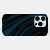 Coques Case-Mate iPhone Motif en marbre Abstrait en noir et Turquoise (Verso (horizontal))