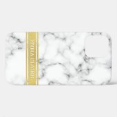 Coques Case-Mate iPhone Motif en marbre avec plaque de nom or (Verso (horizontal))