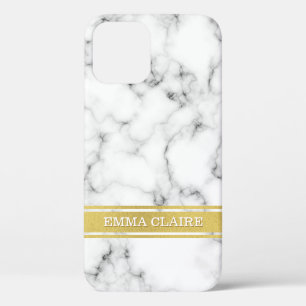 Case-Mate iPhone Case Motif en marbre avec plaque de nom or