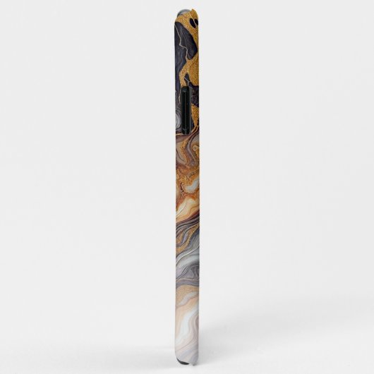 Coques Case-Mate iPhone Motif en marbre blanc gris-noir personnalisé (Dos/Droite)