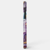 Coques Case-Mate iPhone Motif en marbre bleu foncé violet Turquoise or (Dos/Gauche)