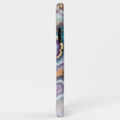Coques Case-Mate iPhone Motif en marbre bleu foncé violet Turquoise or (Dos/Droite)