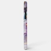 Coques Case-Mate iPhone Motif en marbre bleu foncé violet Turquoise or (Dos/Gauche)