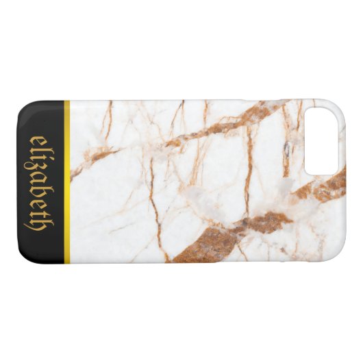 Coques Case-Mate iPhone motif en marbre et Faux Gold Foil personnalisés (Dos (Horizontal))