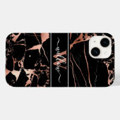 Coques Case-Mate iPhone Motif en marbre Monogramme Rose or noir (Verso (horizontal))