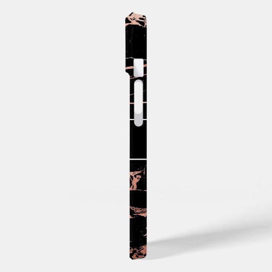 Coques Case-Mate iPhone Motif en marbre Monogramme Rose or noir (Verso / Gauche)