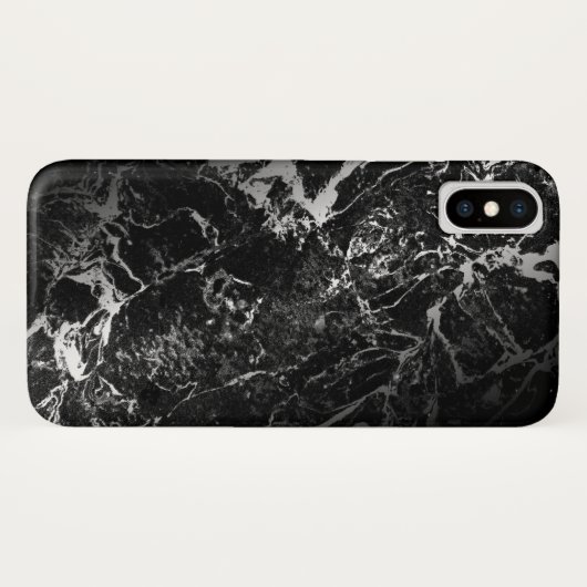 Coques Case-Mate iPhone motif en marbre noir et blanc (Dos (Horizontal))