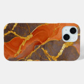 Coques Case-Mate iPhone Motif en marbre orange avec or (Verso (horizontal))